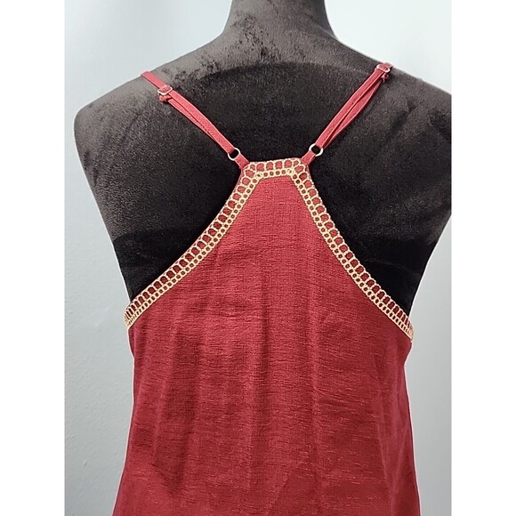 Blue Rain Slip Dress Medium Floral Embroidered Boho Hippie Indie Lined Halter - Picture 8 of 13